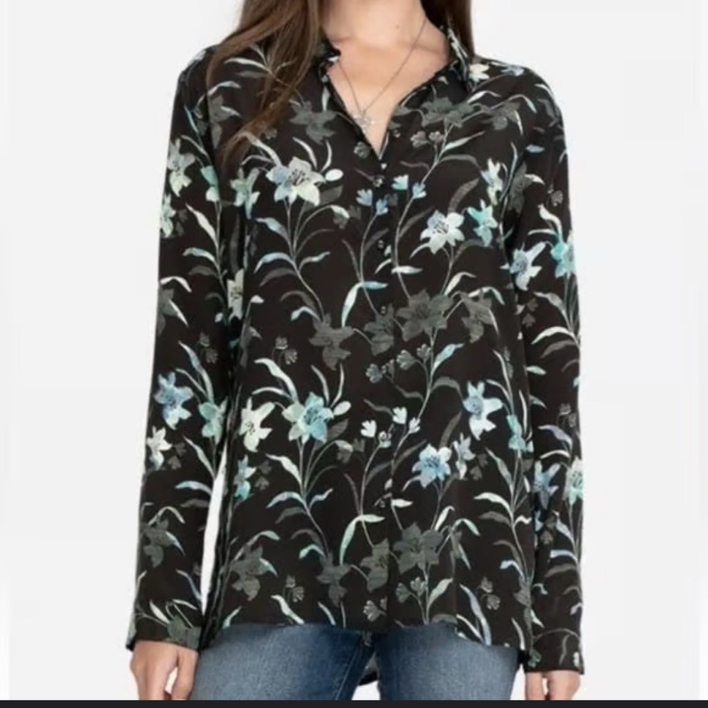 Johnny Was Black Floral Blouse